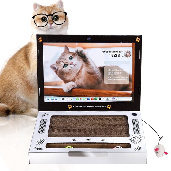 Kabuer Cardboard Laptop Cat Scratcher Toy with Keyboard Scratch Pad