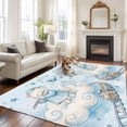 thumbnail image 1 of Cat Large Area Rugs 5x8 ft Cartoon Blue Hat Cat Cloud Train Track Bird Toys Blue Washable Rug Non Slip Indoor Carpet Absorbent Floor Mat for Living Room Bedroom Dining Room, 1 of 9