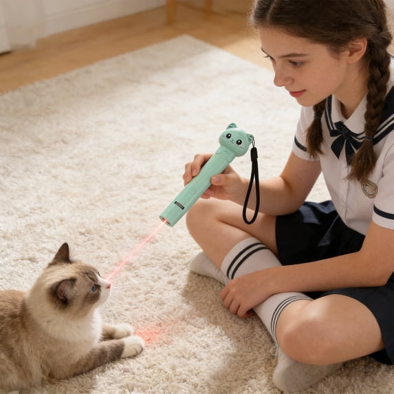 Cat Laser Pointer Toys 6 X 1 Inch Mint Green Interactive Cat Toys Rechargeable for Indoor Cats Kitten Play Pet Cat Supplies 1 Set