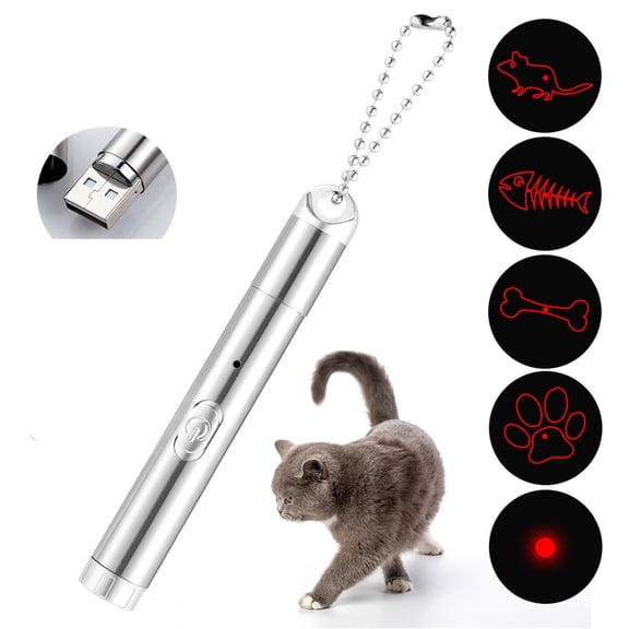 Cat Laser Pointer Toys Laser Pointer Cat Toys, Stainless Steel Usb Rechargeable Interactive Cat Toys for Pet Exercise and Cat Enrichment, Portable Handheld Pet Toys for Indoor