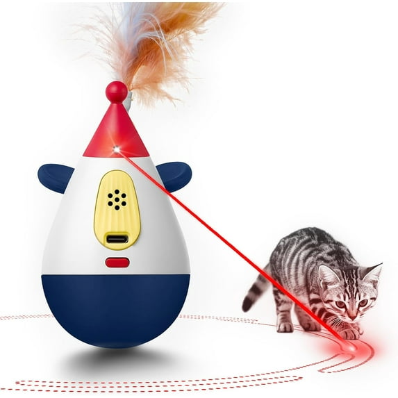 Cat Laser Toy Automatic Interactive Cat Toy with Random Trajectory USB-Rechargeable Wobble Cat Toy with Three Random Modes