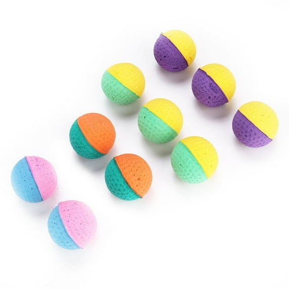 Cat Latex Balls Toys, 10pcs Pet Kitten Colorful Foam BallInteractive Chaser Teaser Cat Kitten Play Toy Scratching Playthings for Cats Kitty Pets Novelty Gift