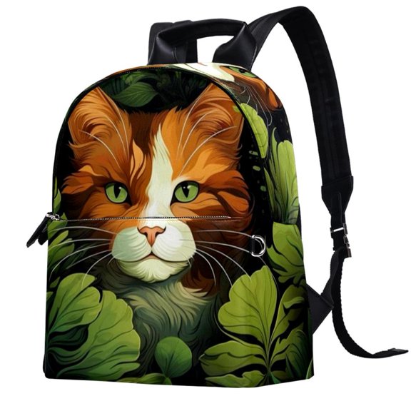 Cat Leather College Baby School Backpack Adjustable Shoulder Straps Large Capacity Printed Lightweight for Men Women Teens Work School Camping
