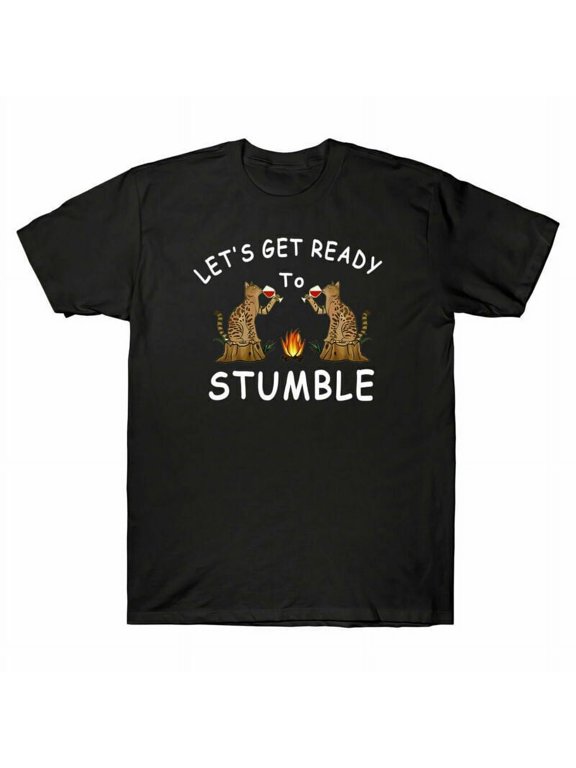 Cat Let's Get Ready To Stumble Cheer Gift Shirt T-shirt Short Sleeve Cotton Tee