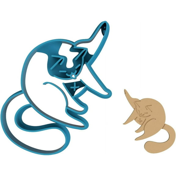 Cat Licking Butt Cookie Cutter - Kitty Booty Feline Butthole Kitten Pet Animal Cat Lover (0020) (4 Inch)