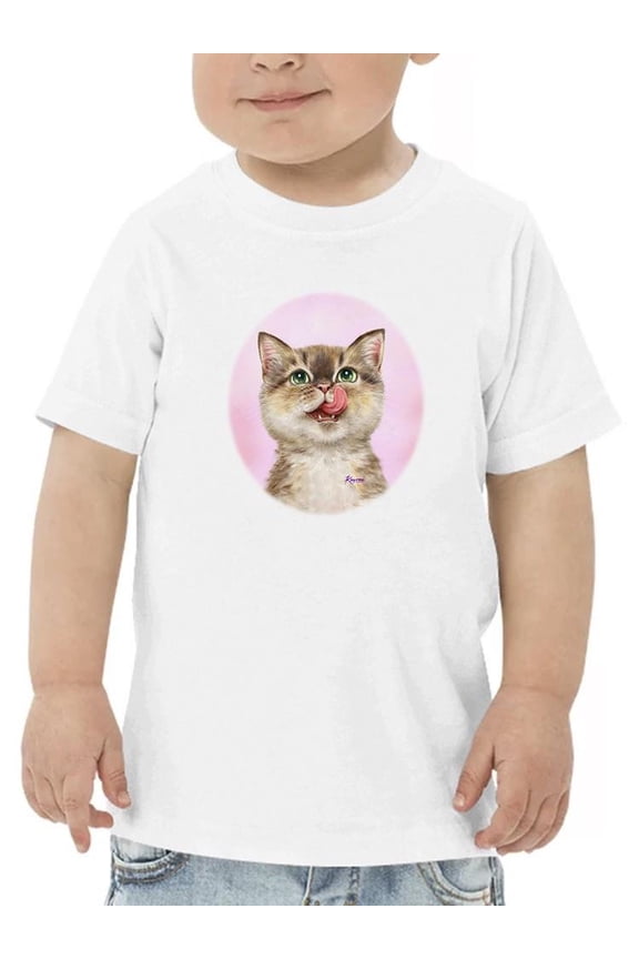 Cat Licking Face T-Shirt Toddler -Kayomi Harai Designs, 2 Toddler