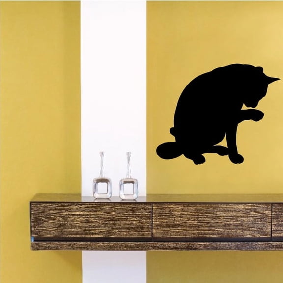 Cat Licking Itself Silhouette Decal - 36 Inches