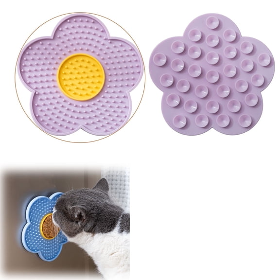Cat Licking Pad,Flower Shaped Suction Cup,Food Grade Silicone Slow Feeding Pad,Small And Medium-sized Dog Anxiety Relief Chewing Toy.