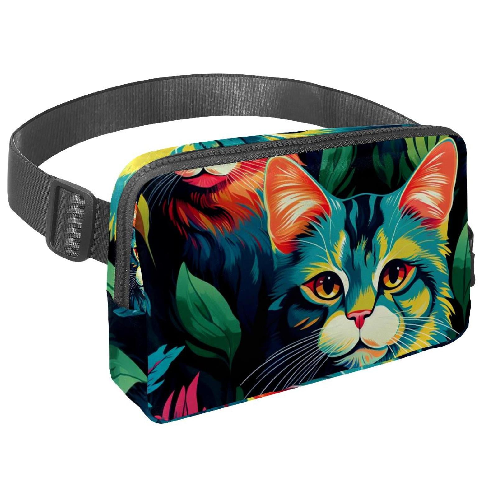 Cat Lightweight Adjustable Fanny Packs with Extension Strap - Unisex Waist Bags Running Belt