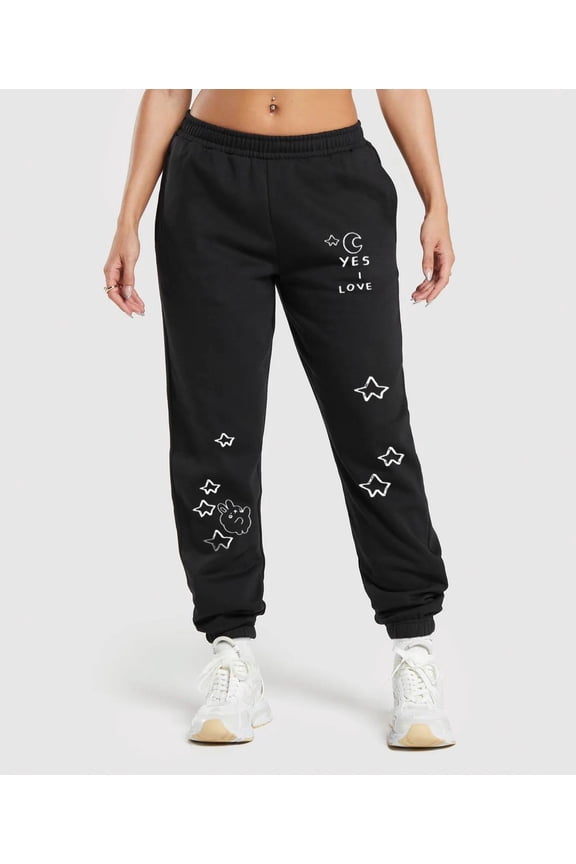 Cat Line Art Sweatpants Minimal Graphic Joggers Heavyweight Cotton Baggy Pants Unisex Stre