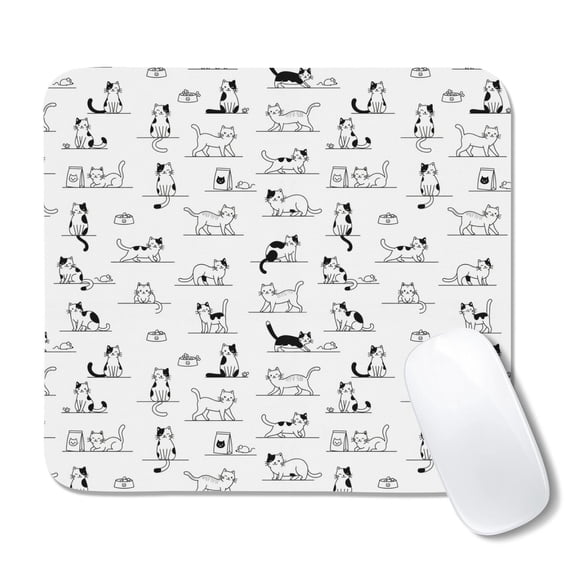 White Control Slips Cat Line Art White Pattern Square Mouse Pad, Precision Control Pad with ...