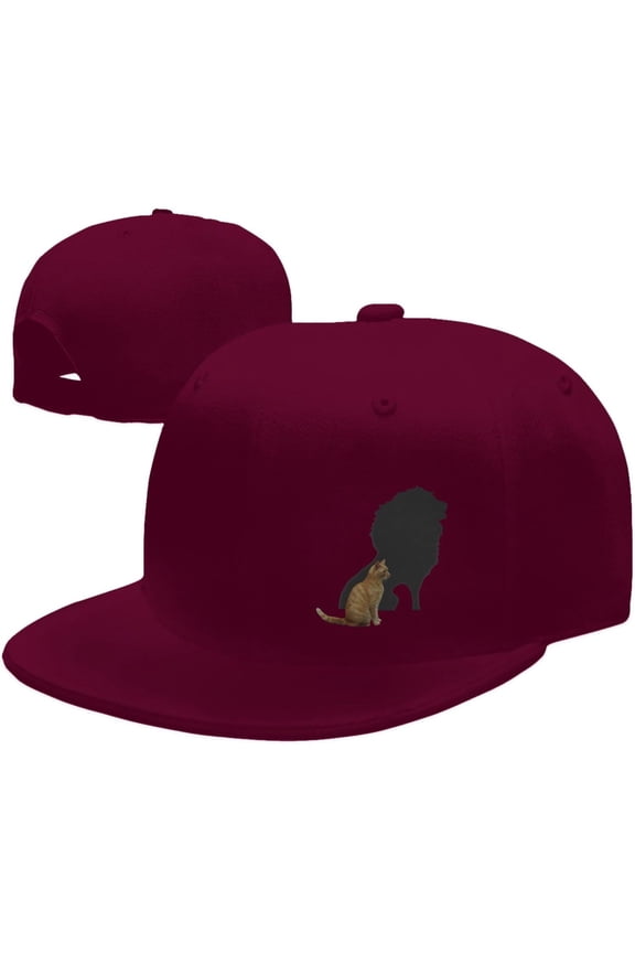 Cat-Lion-Shadow Hats for Men Women Flat Bill Brim Trucker Hats Adjustable Black Hip Hop Baseball Cap