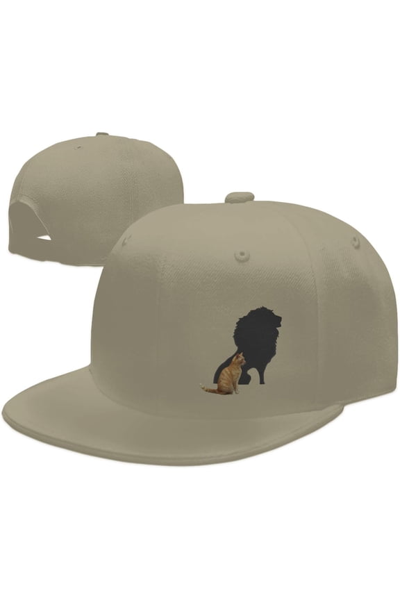 Cat-Lion-Shadow Hats for Men Women Flat Bill Brim Trucker Hats Adjustable Black Hip Hop Baseball Cap