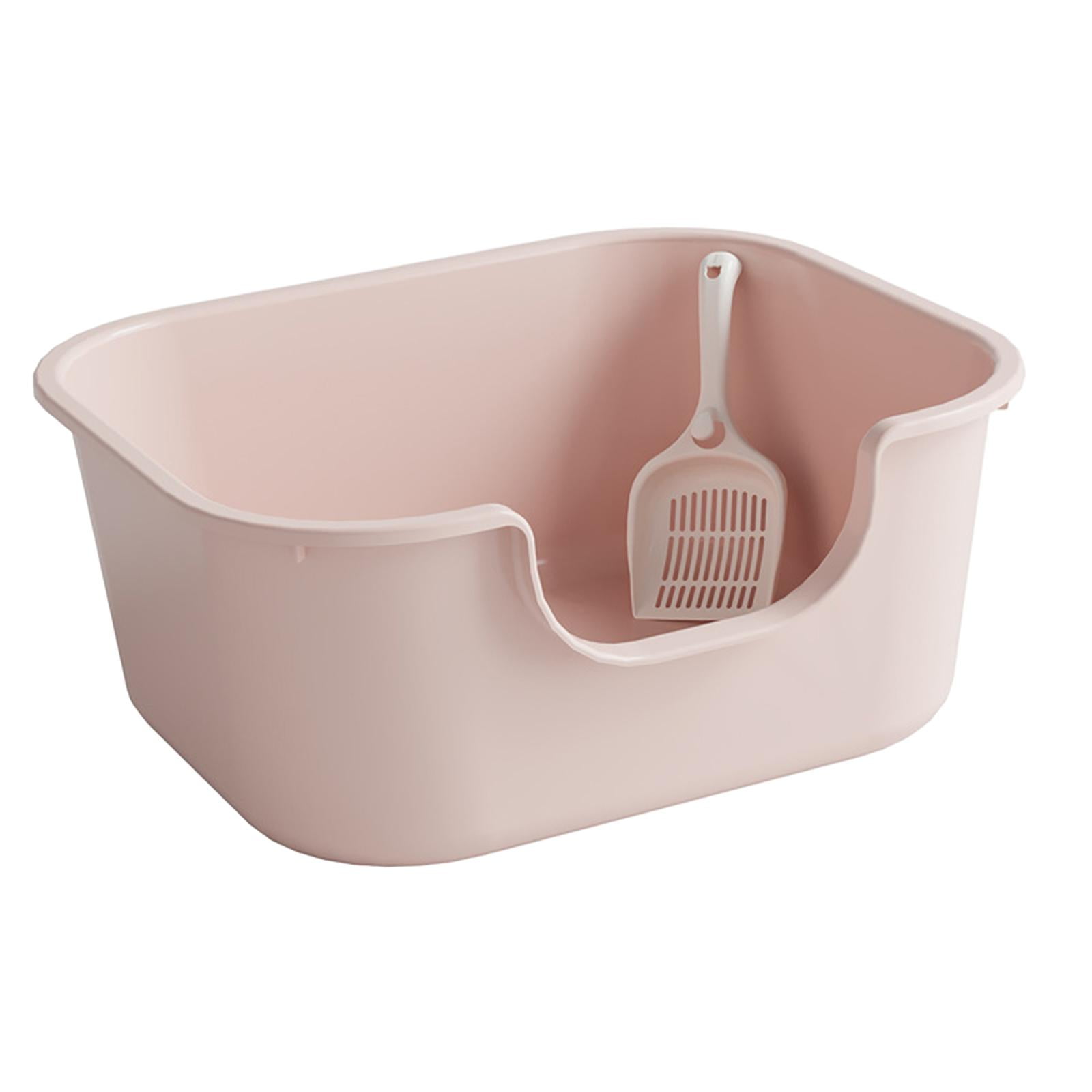 Cat Litter Basin Cat Litter Box with High Side Splashproof Kitty Litter Pans Open Top Pet Litter