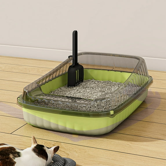 Cat Litter Box under $5! CQCYD High Side Cat Litter Box, Semi Enclosed Litter Pan, Splash Proof Litter Box, Large Cat Litter Tray, Kitty Litter Box with Scoop