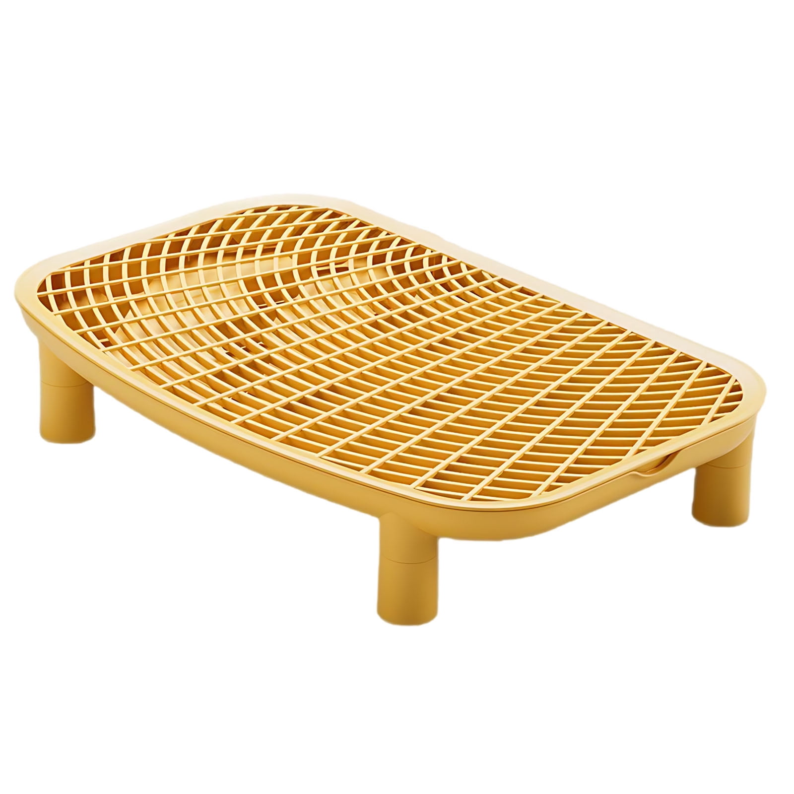 Cat Litter Box Anti-Tracking Platform with Elevated Design, 18.1 in / 46 cm Wide, Honeycomb Design, Detachable Cat Sand Step, Yellow Litter Box Step for Easy Cleaning
