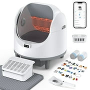 Automatic Cat Litter Box Self Cleaning,68L Open-Top Litter Box for Multi Cats, APP Control,Weight Monitoring,Safety Sensor,8L Waste Bin, Cat Litter Mat