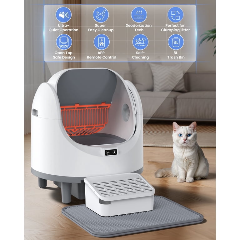 Automatic Cat Litter Box, 68L Open-Top Litter Box for Multi Cats