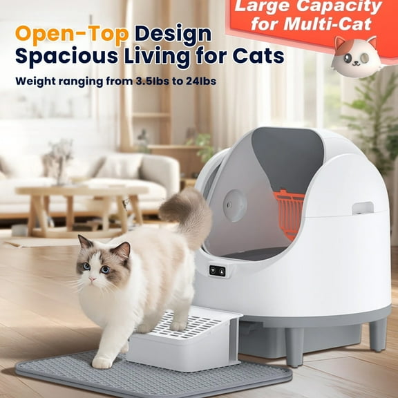 Novinter Self Cleaning Automatic Cat Litter Box, 8+68L Large Open Top Design, APP Control, 8 Integrated Safety Protection - Targeted Deodorizing Aromatherapy