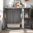 thumbnail image 1 of Cat Litter Box Cabinet with Power Outlet, Hidden Litter Box Enclosure for Automatic Litter Boxes, with Litter Catcher and Adjustable Storage Shelves, Gray, 1 of 11