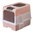 thumbnail image 1 of Cat Litter Box, Enclosed Removable Litter Boxs for Big Cats, Front Entry Top Exit Kitty Box Odor Control (Pink), 1 of 11