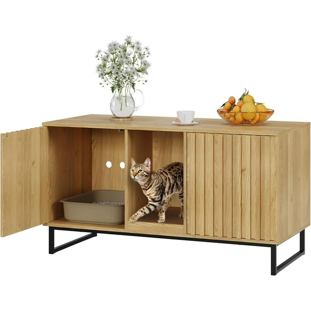 Cat Litter Box Enclosure for 2 Cats, 47.6’’ Litter Box Furniture Hidden