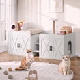 thumbnail image 1 of Cat Litter Box Enclosure for 2 Cats, 55" Hidden Litter Box Furniture with Pet Stairs,Cat Washroom with Double Large Room, Farmhouse Indoor Litter Box, White, 1 of 12