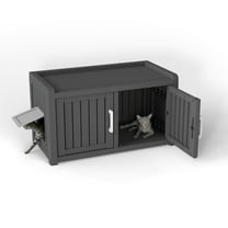 Cat Litter Box Enclosure for 2 Cats, Hidden Litter Box Furniture Cabinet with Double Door, Indoor Cat House,Modern Style, 31.9 x 16.4 x 17.9 Inches, Black