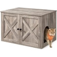 thumbnail image 1 of Cat Litter Box Enclosure, End Table, 27.6 x 19.7 x 19.7 Inches | Litter Box Furniture Hidden with Removable Divider, Indoor Cat House, Heather Greige UPCL022K01, 1 of 6