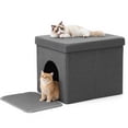 thumbnail image 1 of DOMIPET Cat Litter Box Enclosure Furniture, Hidden Litter Box with Cat Bed, Waterproof Odor Control Litter Box Cover, Dog Proof Foldable Storage Bench, Easy Assembly, 1 of 9