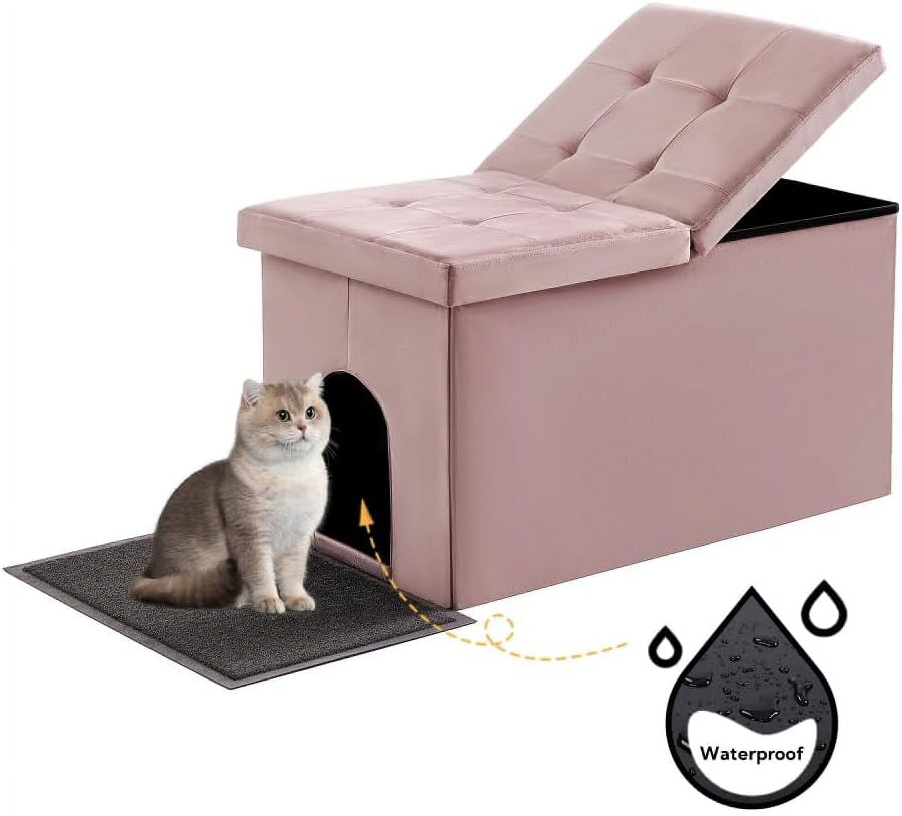 Cat Litter Box Enclosure Furniture Hidden Extra Large, Lift Design Lid
