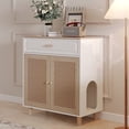 thumbnail image 1 of Cat Litter Box Enclosure Furniture Hidden Indoor 2-in-1 Wooden Cat House & Washroom Cabinet with Scratching Board Doors and Drawer, 31.5"x15.7"x34.6"H, 1 of 7