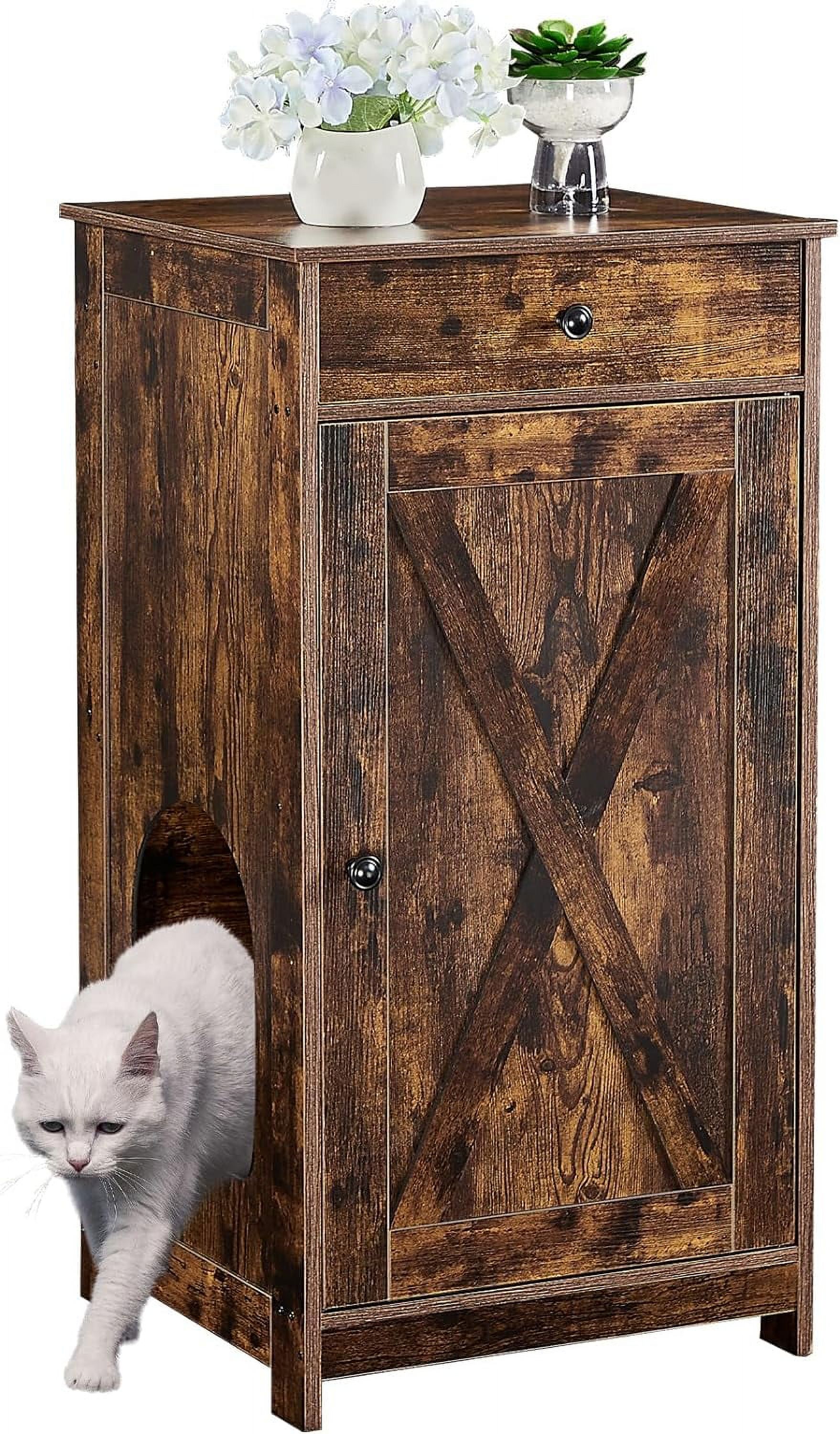 Cat Litter Box Enclosure Furniture Hidden Narrow Litter Box