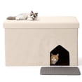 thumbnail image 1 of DOMIPET Cat Litter Box Enclosure Hidden Furniture, Multi-Functional Hidden Litter Box Furniture Bench, Dog Proof, Space-Saving Ottoman Cabinet, Foldable Storage Footrest, 1 of 13