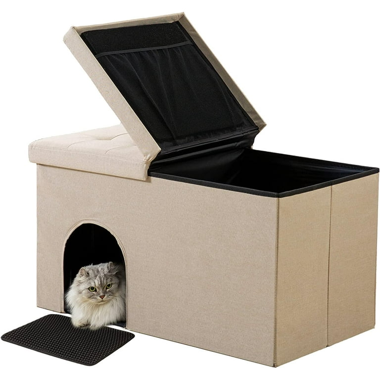 Cat litter box that is dog proof top