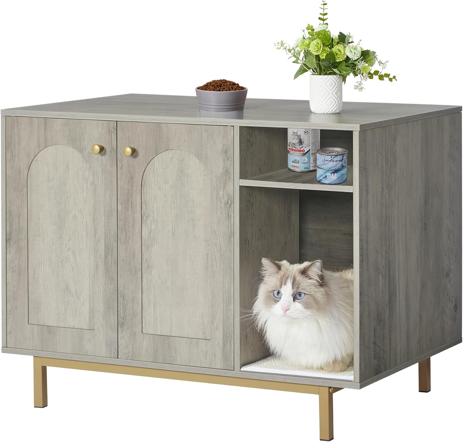 Cat Litter Box Enclosure, Hidden Litter Box Furniture, Wooden Pet House