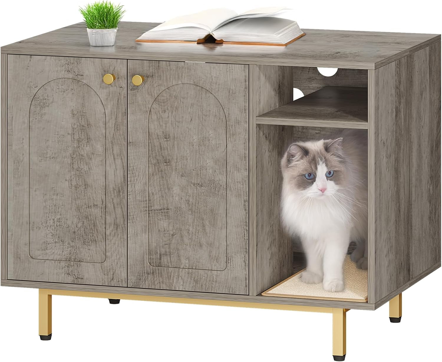 Cat Litter Box Enclosure, Hidden Litter Box Furniture, Wooden Pet House ...