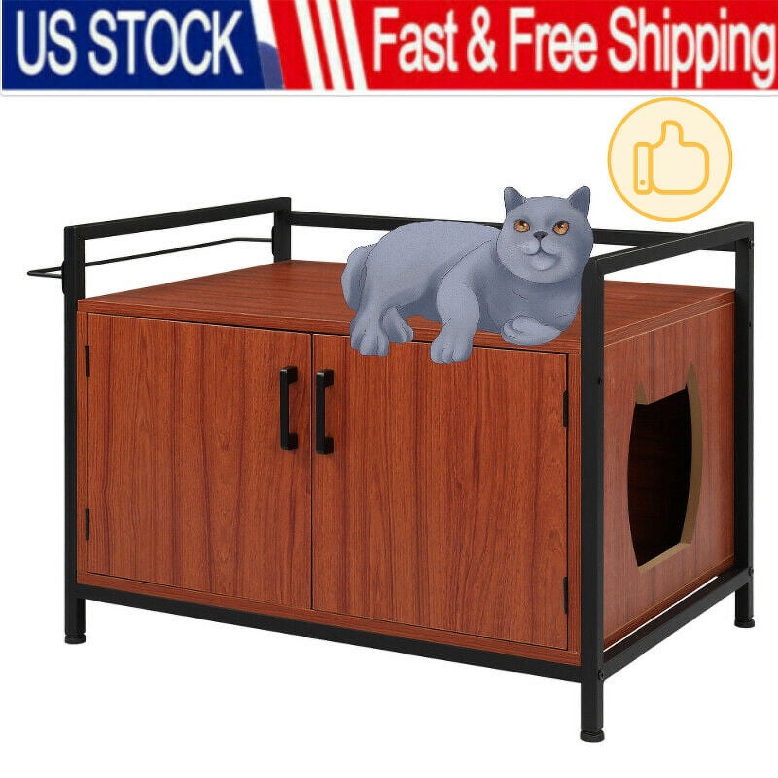 Cat Litter Box Enclosure, Hidden Cat Washroom Furniture with Divider
