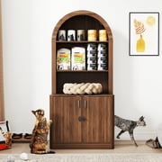Cat Litter Box Enclosure, Large Hidden Litter Box Cabinet with Storage Shelf, Arched Cat Furniture for Living Room