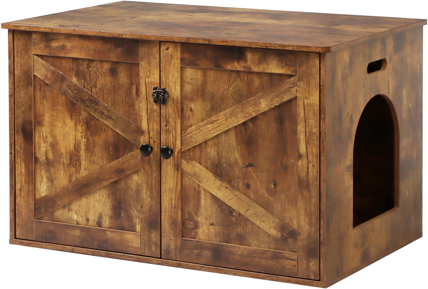 Cat Litter Box Enclosure, Litter Box Furniture Hidden with Removable