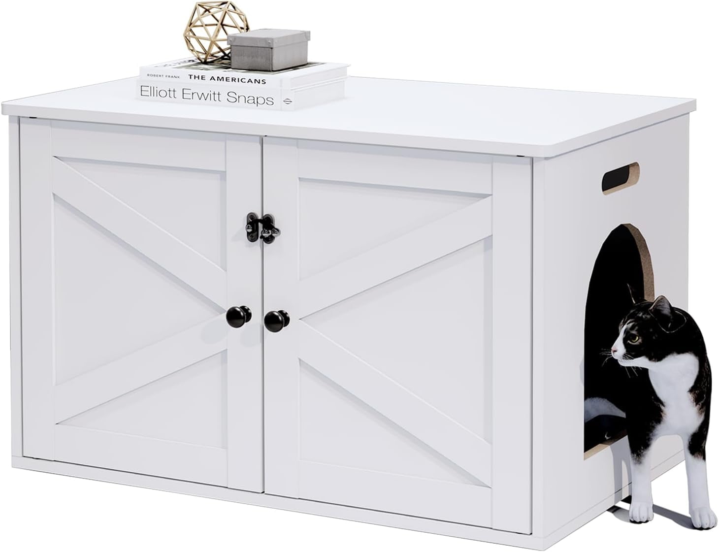 Cat Litter Box Enclosure, Litter Box Furniture Hidden with Removable