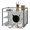 Cat Litter Box Enclosure Litter Furniture W/Storage Shelf Pet