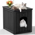 thumbnail image 1 of Cat Litter Box Enclosure, Multi-Functional Hidden Cat Litter Box Furniture & Cat Box Enclosure Cabinet with Side Table Design, Openable Front Door & Raised Floor, Easy to Clean & Assemble, Black, 1 of 9