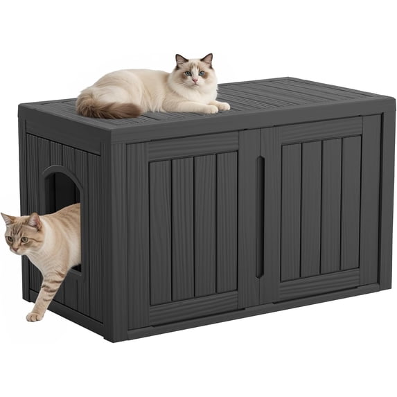 Cat Litter Box Enclosure, Multi-Functional Hidden Enclosed Litter Box ...