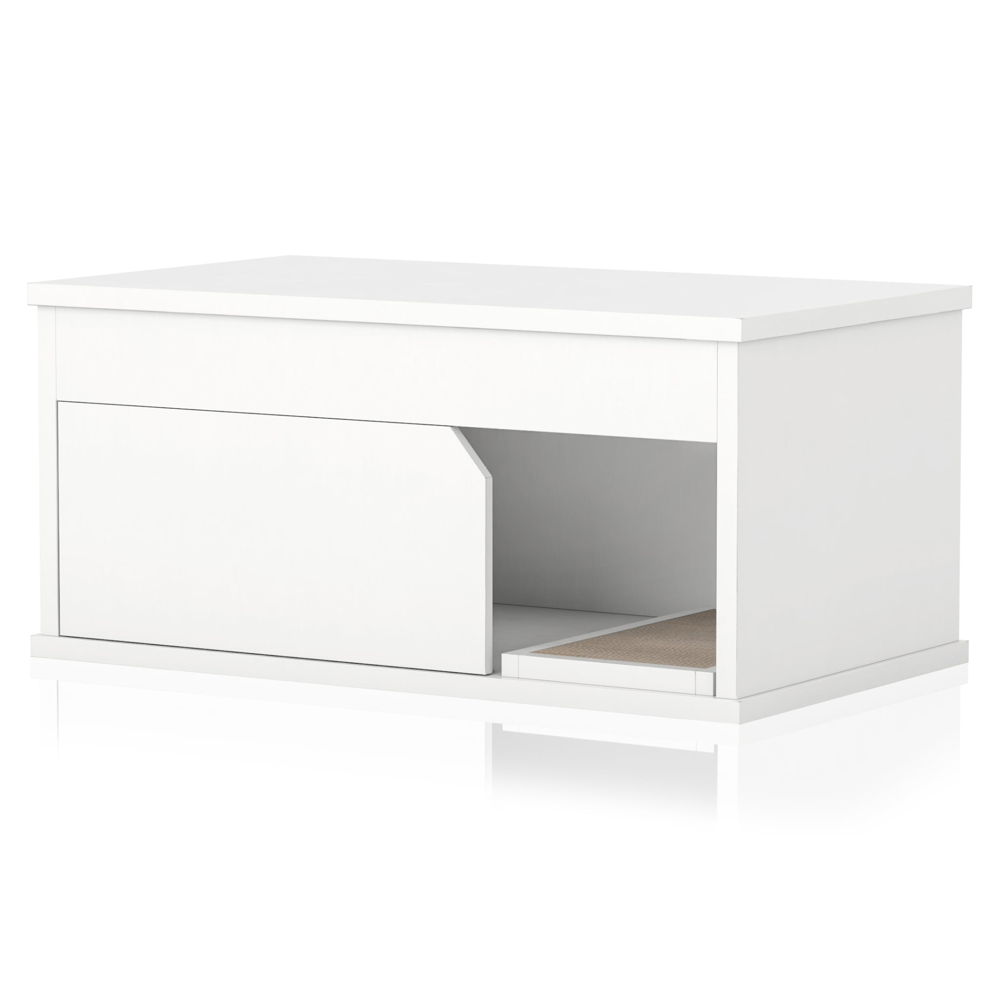 Eco-Friendly White Covered Cat Litter Box Enclosure