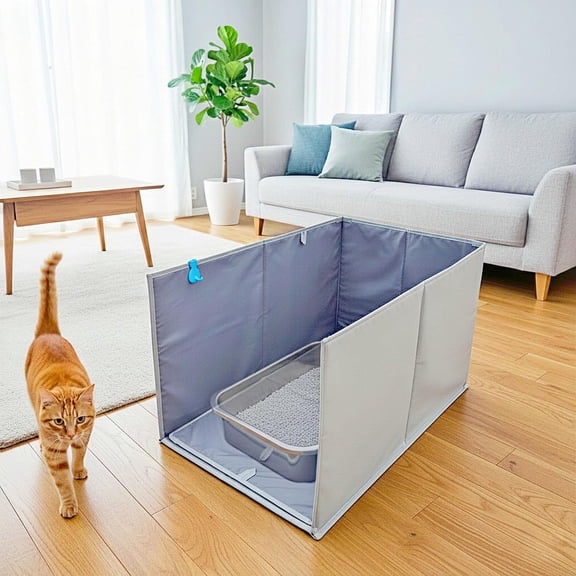 Cat Litter Box Enclosure, Open Top High Sided Splash Guard, Water Resistance Shield for Cat Litter Boxes