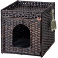 thumbnail image 1 of Cat Litter Box Enclosure, PE Rattan Hidden Kitty House, Brown, 1 of 7