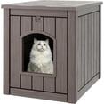 thumbnail image 1 of Cat Litter Box Enclosure, Plastic Hidden Litter Box Side Table with Openable Front Door, Cat Box Enclosure Cabinet for Indoor & Outdoor Use, Weatherproof, Easy to Clean & Assemble, Grey, 1 of 6