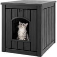 thumbnail image 1 of Cat Litter Box Enclosure, Plastic Hidden Litter Box Side Table with Openable Front Door, Waterproof & Weatherproof Cat Box Enclosure Cabinet for Indoor & Outdoor Use (Black), 1 of 7