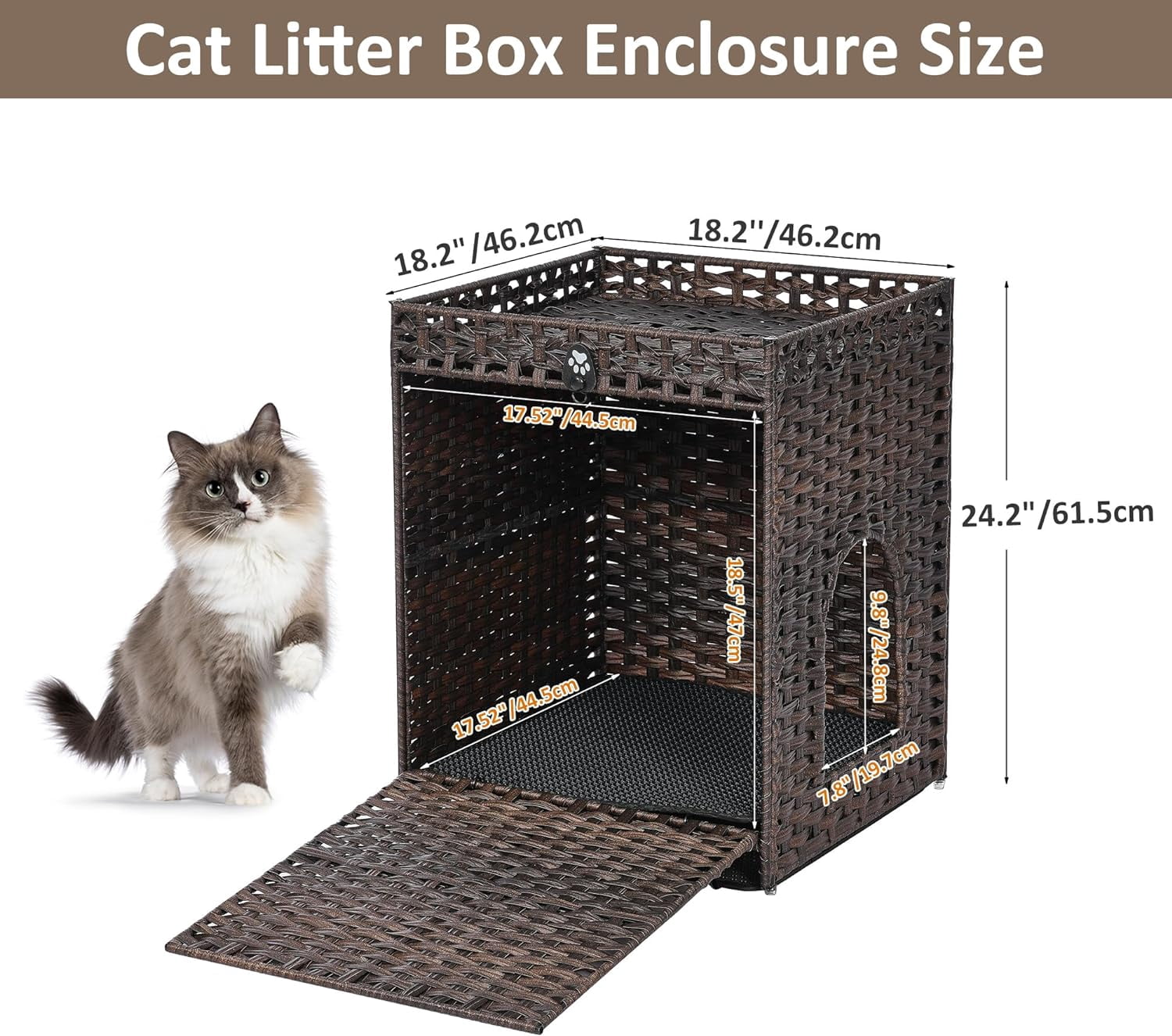 Cat Litter Box Enclosure with Soft Litter Mat; Hidden Cat Washroom ...